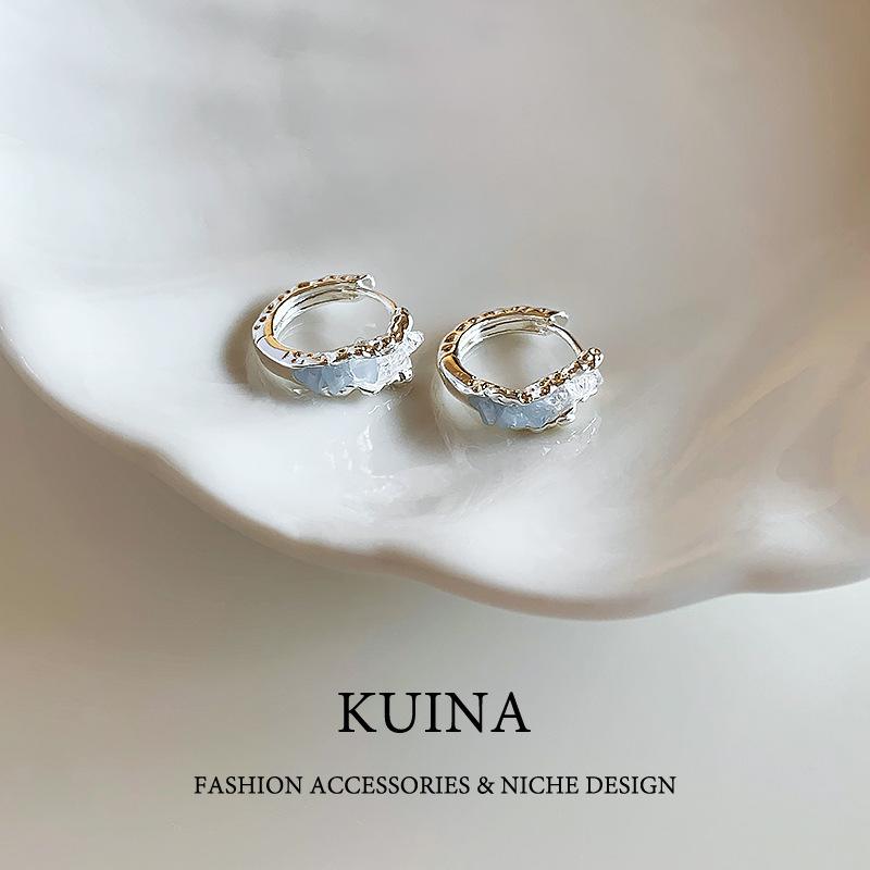 

2025 Серьги-каффы с голубыми кристаллами - Женские, в стиле легкой роскоши, французский стиль, Абсолютно красивые и элегантные