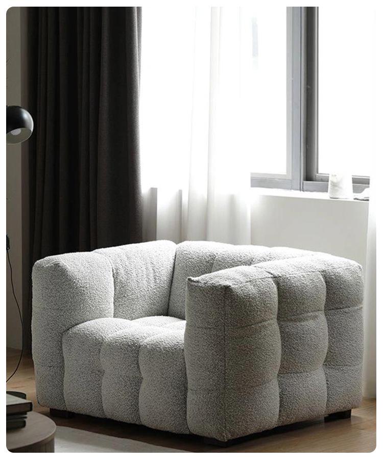 Light French Lambswool Marshmallow Sofa - Small Apartment Three-Seater, Customizable Luxury Living Room Furniture