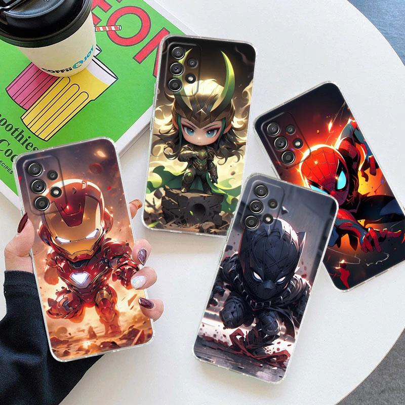 Cartoon Marvel Ironman Black Panther Clear Case For Samsung Galaxy A57 A37 A56 A36 A55 A54 A35 A26 A07 A17 A16 A06 A36 A15 Cover