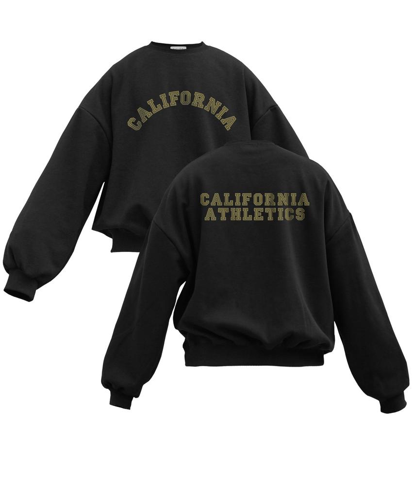 OETTA California Athle Double Cotton Overshoulder Balloon Fit Sweatshirt Black Otm25027