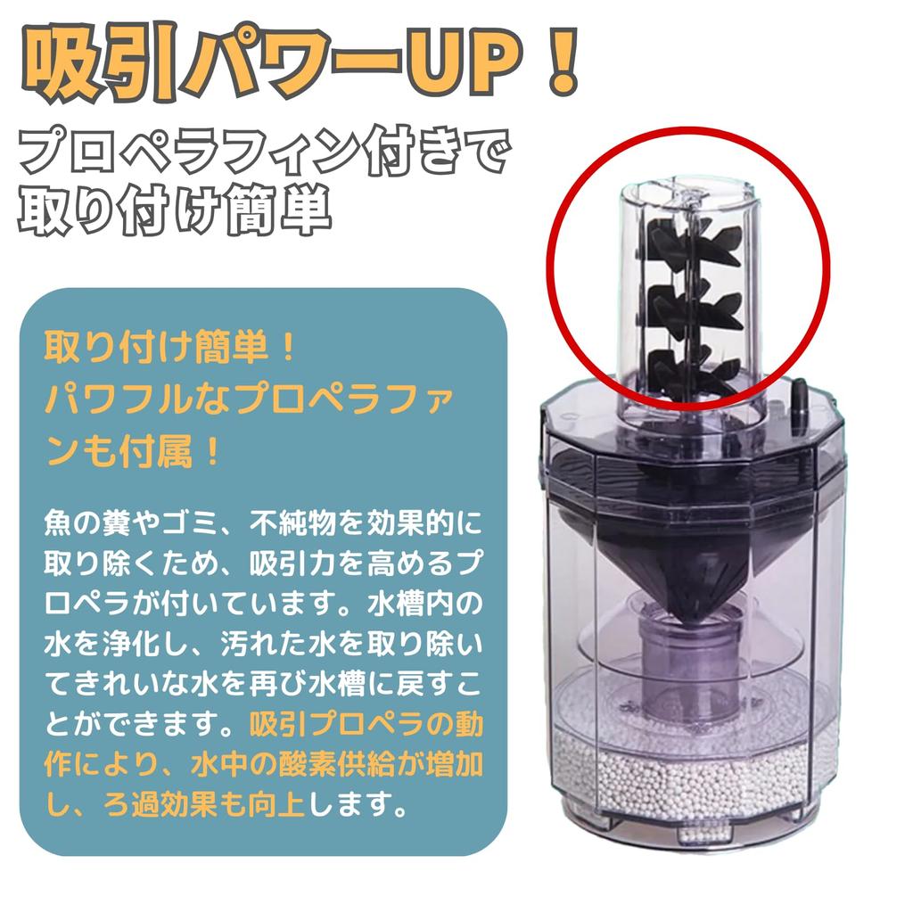 PLEAVIT Aquarium Filter, Filtration Filter, Air Pump, Large, with Propeller (Power Filter Set)