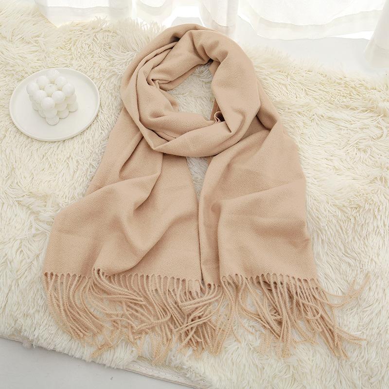 New solid color Maillard autumn and winter scarf versatile imitation cashmere scarf women's high-end warm scarf shawl