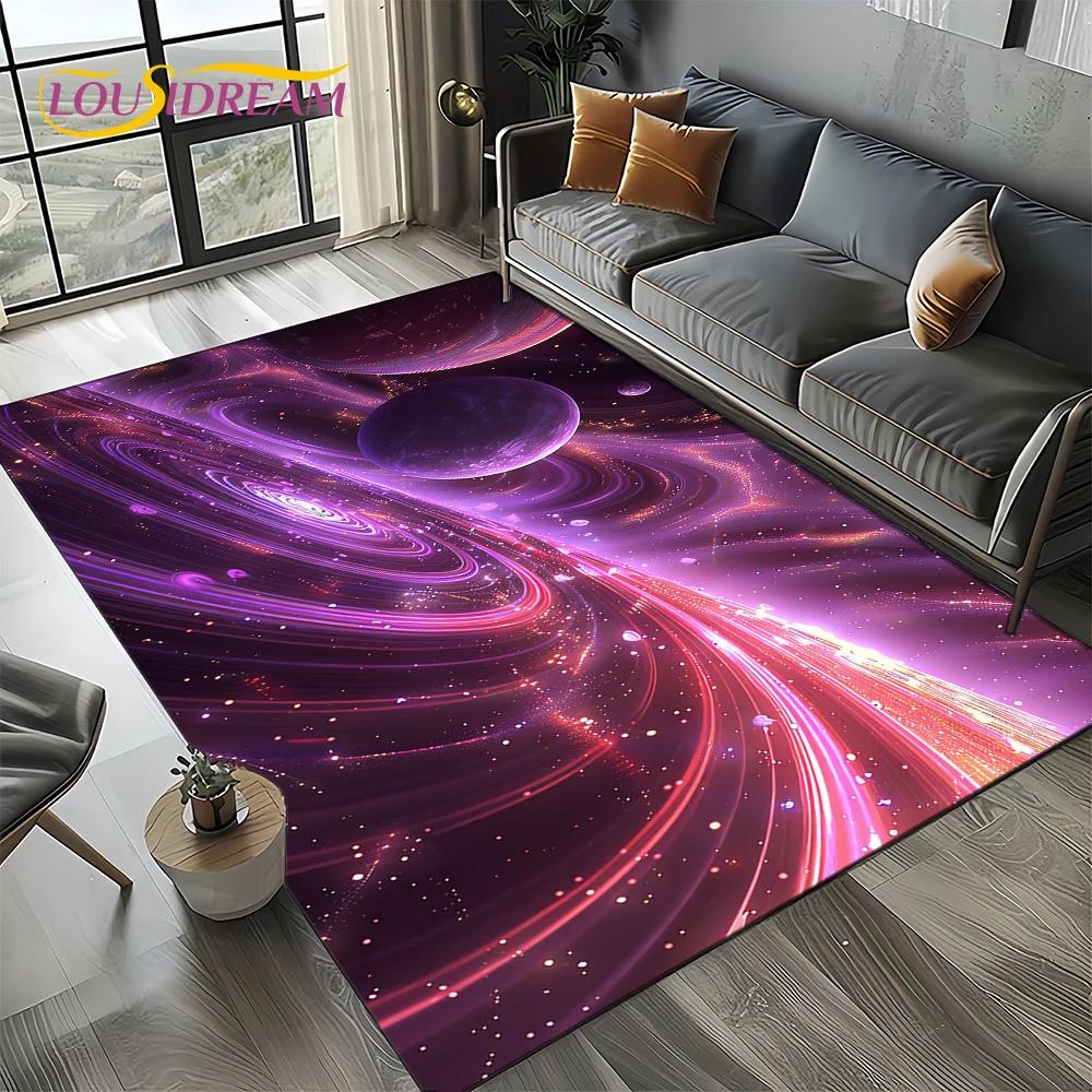 Universe Space Stars Black Hole Galaxy Earth Milky Way Carpet Rug for Living Room Bedroom Sofa Decoration,Non-slip Floor Mat