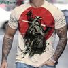 3D Printed Japan Samurai Pattern T-shirts Summer O-Neck Short Sleeve Loose Fashion Personality Street T-shirts