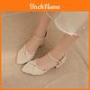 Summer Chinese Style Flat Shoes With Pu Upper And Artificial Pearl Decor For Women