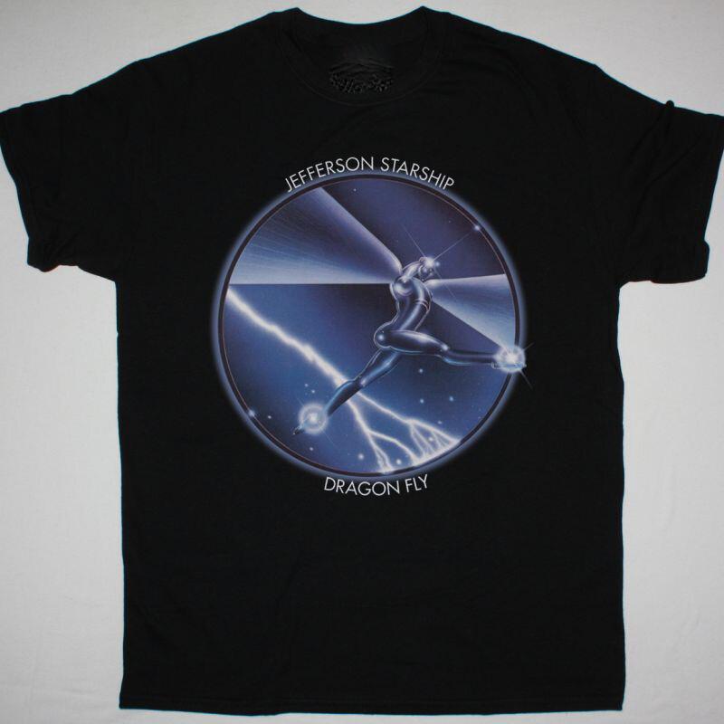 Vtg Jefferson Starship Dragon Fly Cotton Black Unisex Full Size Shirt PK358 XL