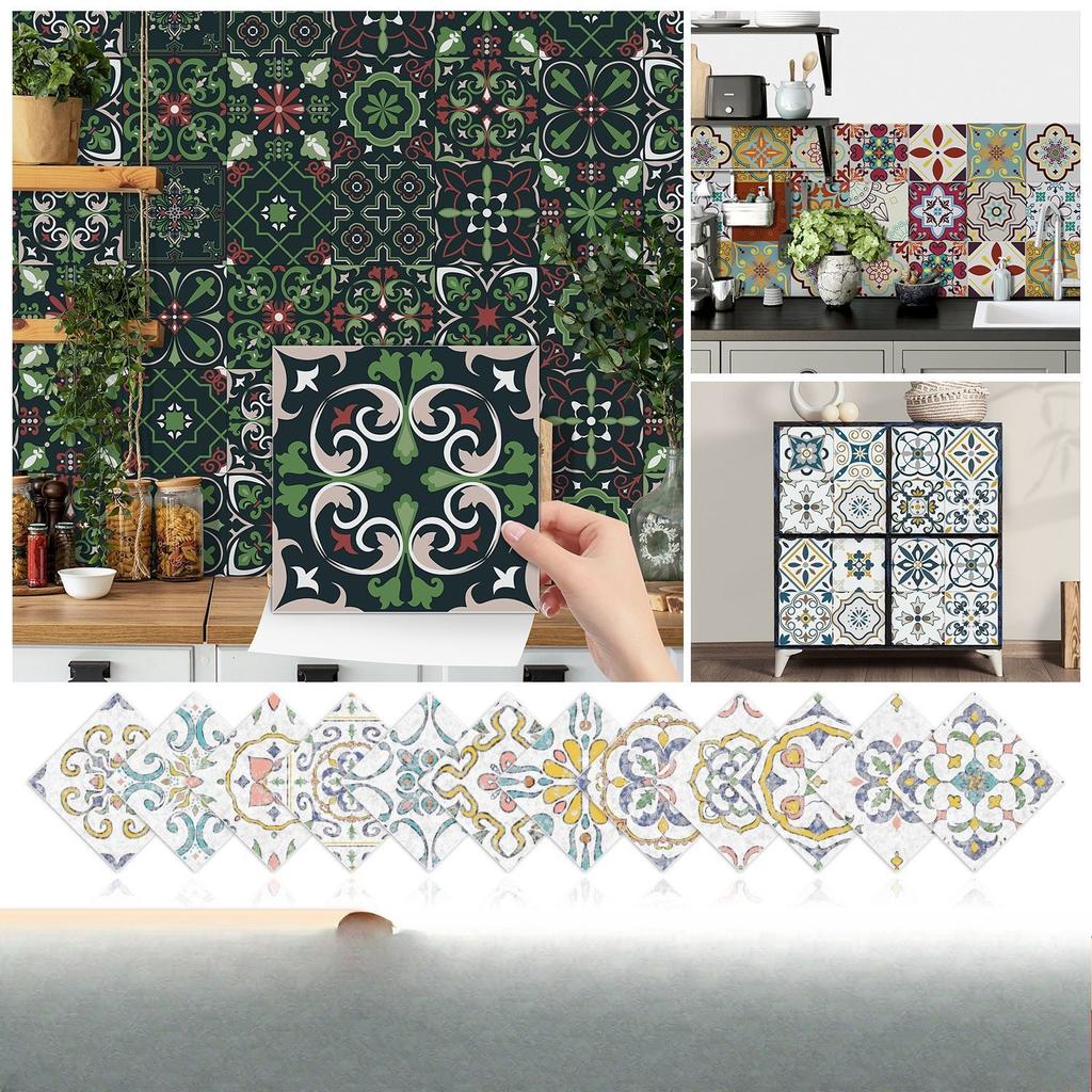 24 Pieces Crystal Film Self-adhesive Waterproof Tile Wall Sticker Kitchen Living Room Bathroom Wallpaper Decorative PVC Wallpaper