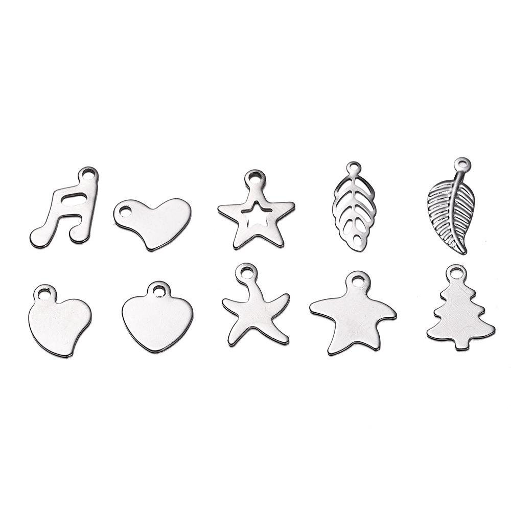 30Pcs Mirror Polished Stainless Steel Charms Geometry Cross Shape Blank Pendants for DIY Bracelet Jewelry Making Accessories