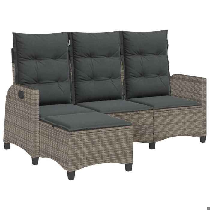VidaXL Canapé de jardin inclinable coussins forme de L gris polyrotin, canapé d'extérieur, canapé de jardin inclinable, 4108240