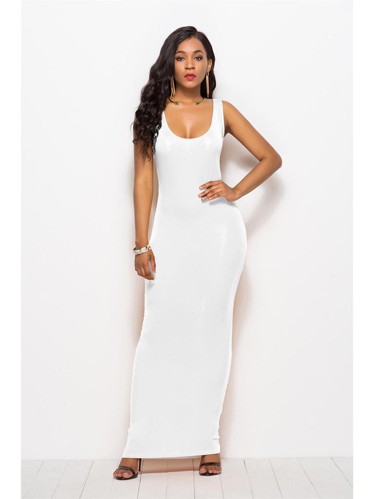 Solid Color Slim Fit Women's Long Vest Dress - Multi-size & Multi-color