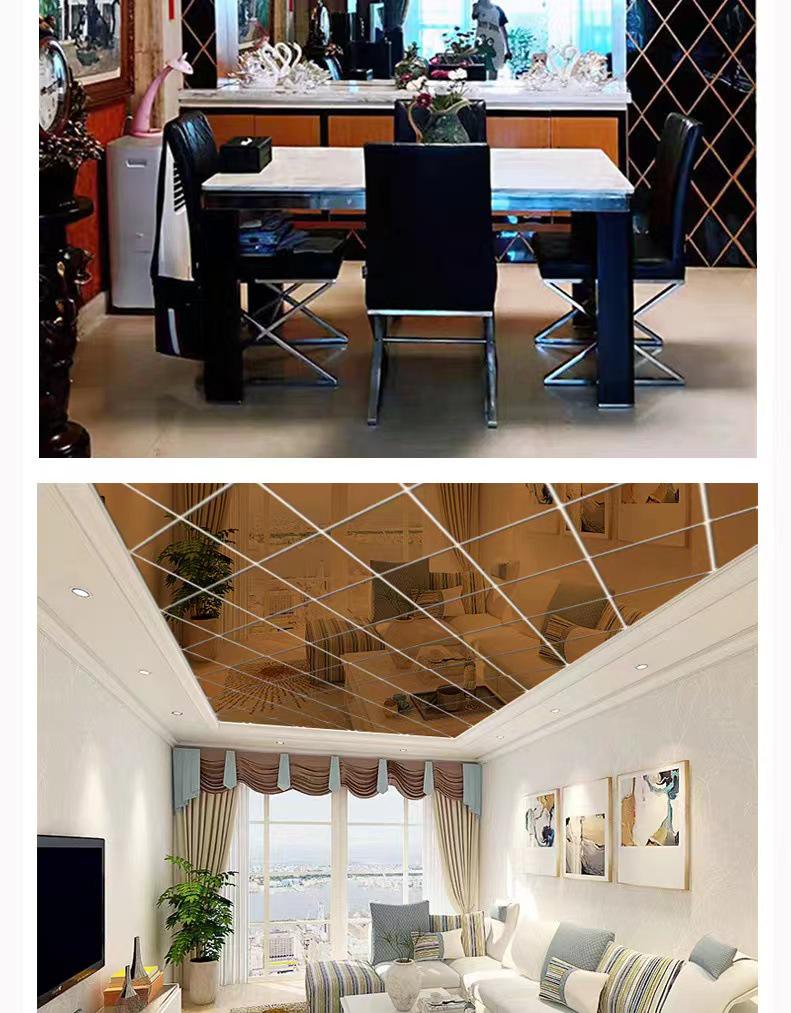 Acrylic Diamond Splicing Background Wall Mirror Sticker for Living Room Decoration