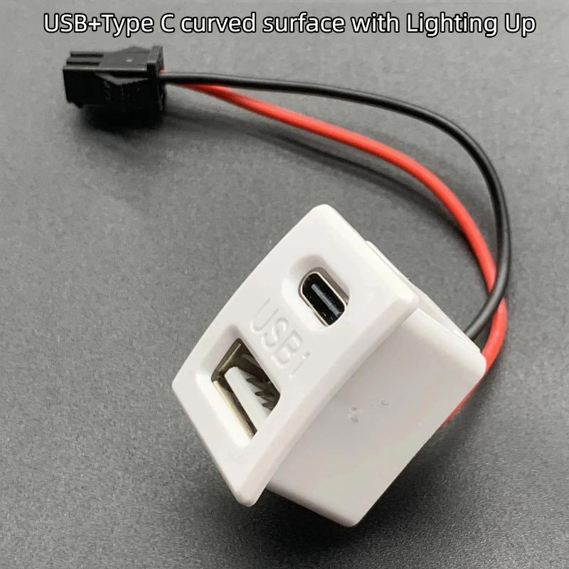 Dual Port USB C Charging Power Socket Double Layer Female Base Fast Charging with USB Reading Lamp for Travel Use