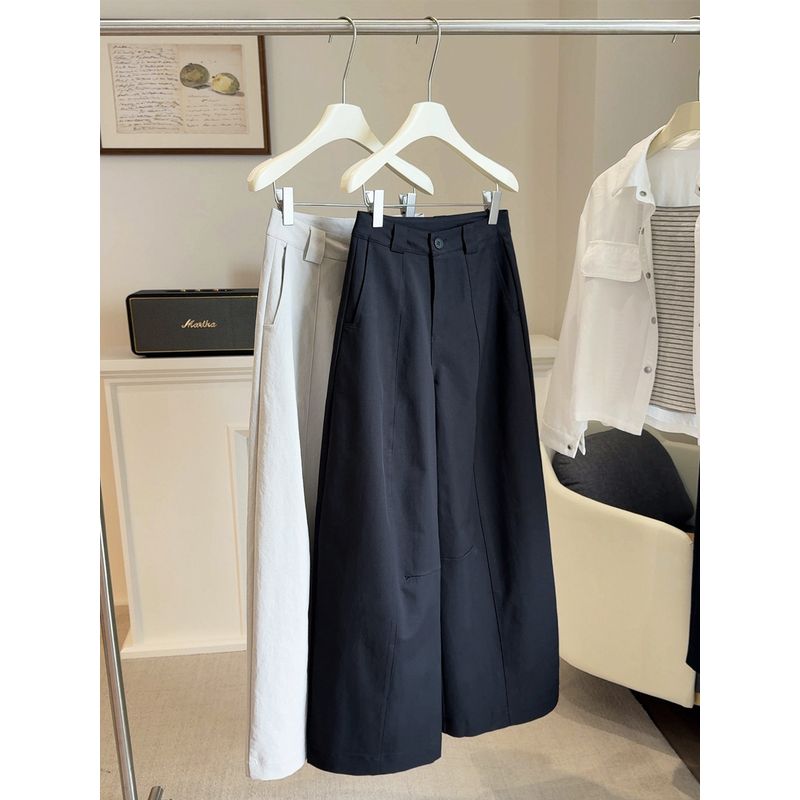 

Pear-Shaped Body Casual Pants for Women 2025 Autumn New Korean Style Versatile High-Waisted Loose Slimming Wide-Leg Balloon Pants Black M