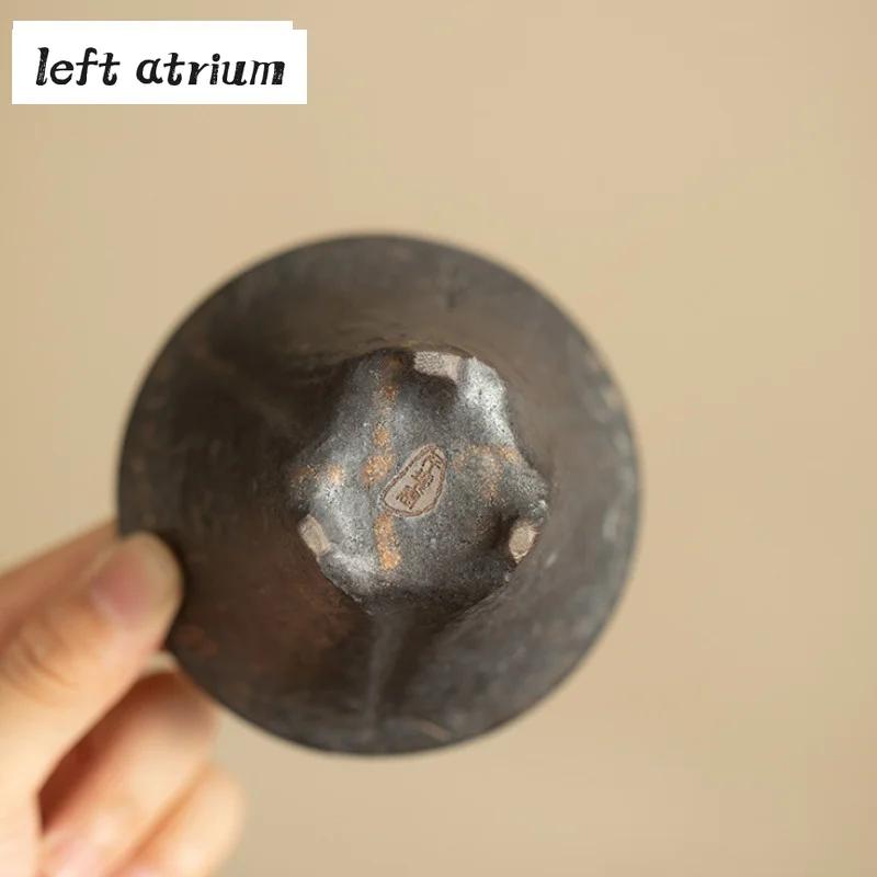 80ml Handmade Coarse Pottery Gaiwan Ancient Bronze Glaze Three Leg Tea Tureen Household Tea Making Cover Bowl Drinkware Craft