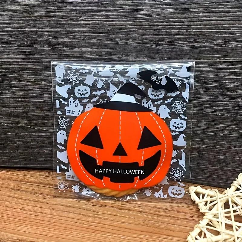 Halloween Cookie Packaging Bags 10CM*10CM Baking DIY Transparent Candy Gift Bag For Happy Halloween Theme Party Favors