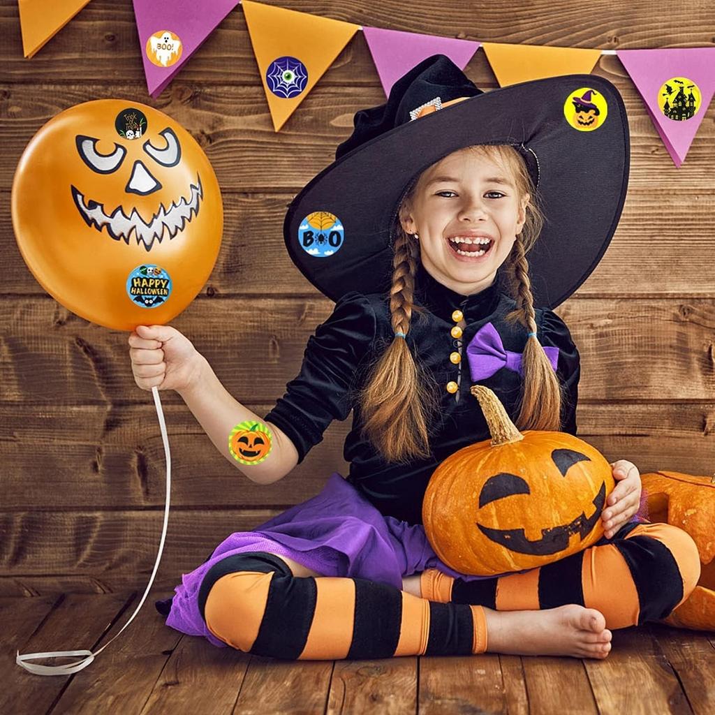 500 Pcs Pumpkin Ghost Halloween Stickers for Kids Round Sticker Gift Sealing Label Envelope Decor Stationery Stickers 1 inch
