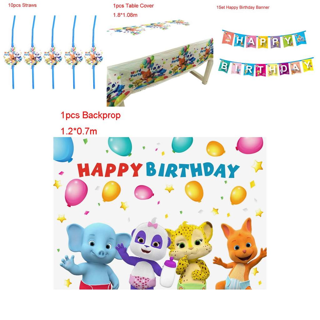 Whimsical Word Party Theme Party Supplies For Bright And Cheerful Kids Birthday Parties Featuring Plates And Cups