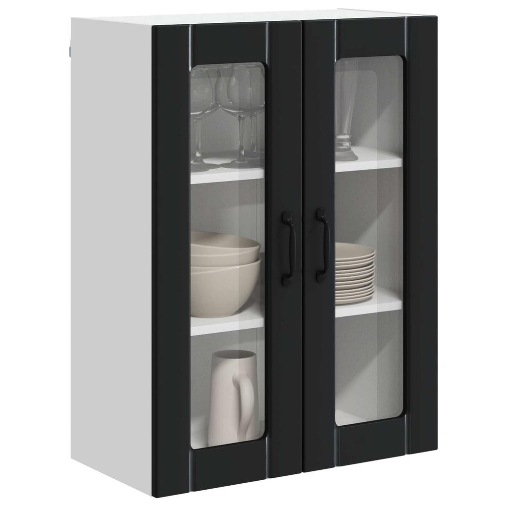 Wall Mounted Glass Cabinet LUCCA Black 60 x 31 x 80 cm Particleboard