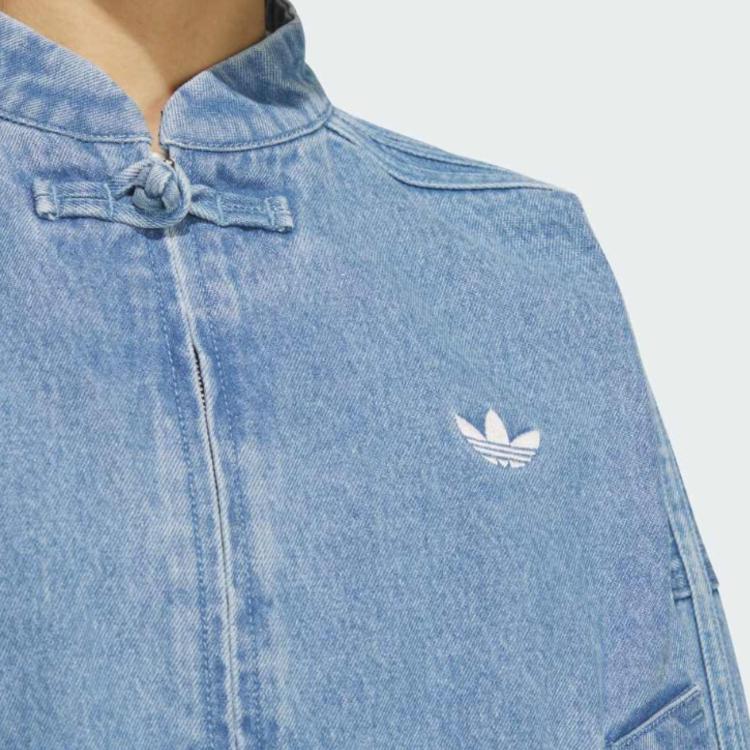 Adidas Originals Slangens år Limited Edition Logo Casual Komfortabel Løstsittende Langermet Denimjakke Damejakke Lys-Denimblå JZ9924