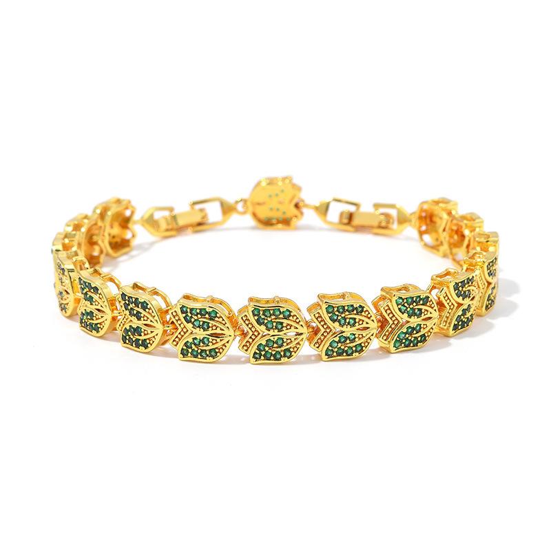 New American Bracelet with Full Set Corundum Zircon Bracelet and Flower Colored Treasure Jewelry From Europe and America