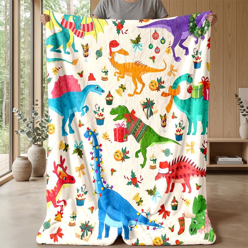Fantasy Dinosaur World Theme Blanket Lightweight Warm Flannel Blanket Decorative Throw Blanket for Home Decoration