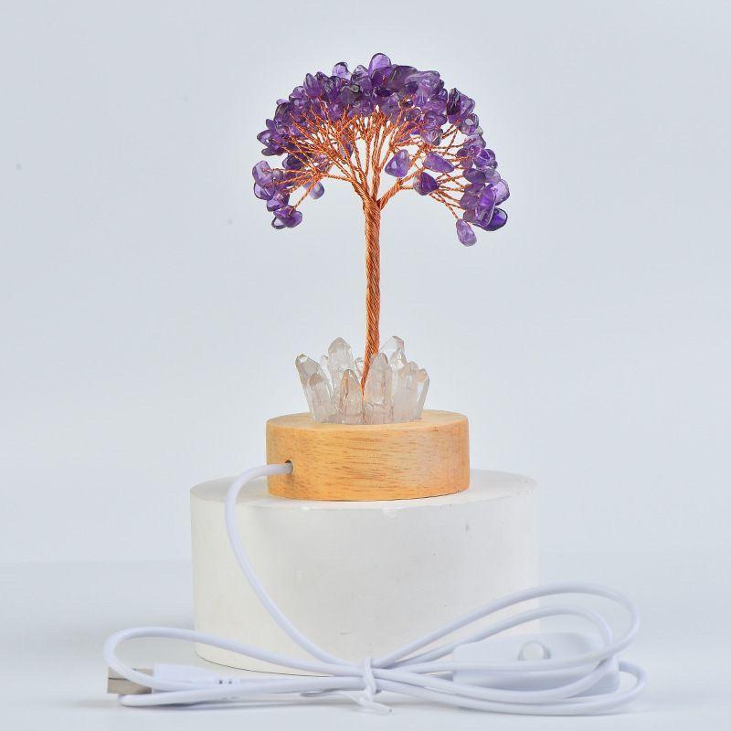 Natural Crystal Tree Broken Stone Crystal Tooth Night Light Money Tree Home Creative Office Color Modeling Decorative Crafts New