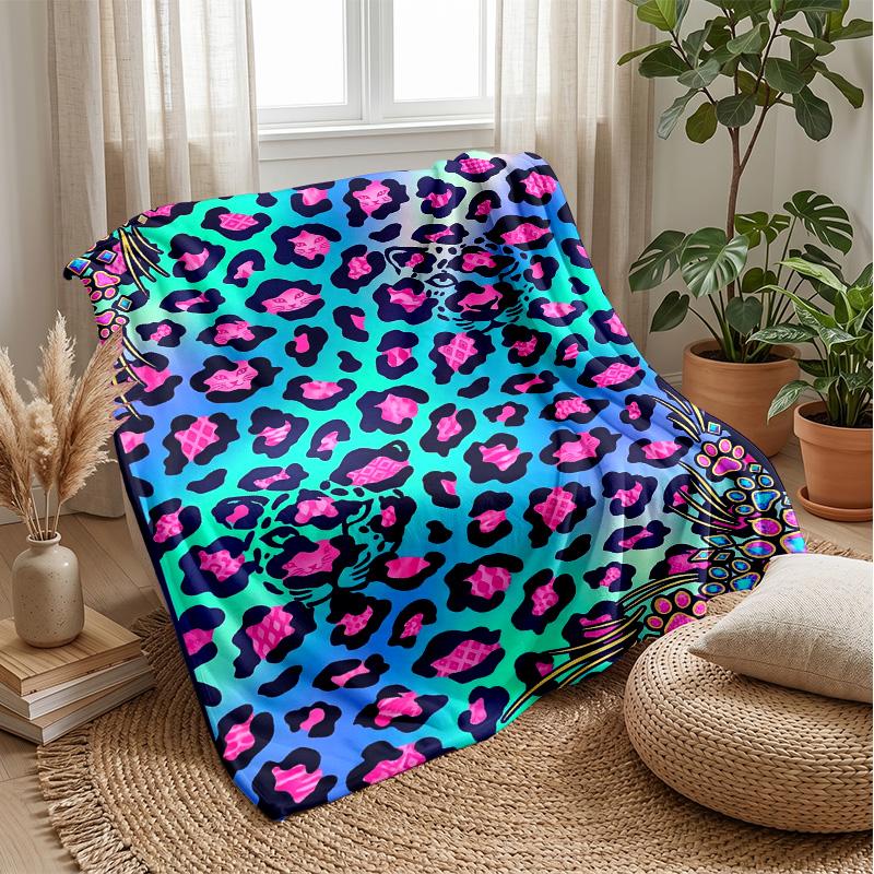 Neon Leopard Abstract Art 1 Theme blanket Lightweight Warm Flannel Blanket Decorative Throw Blanket for Home Decoration