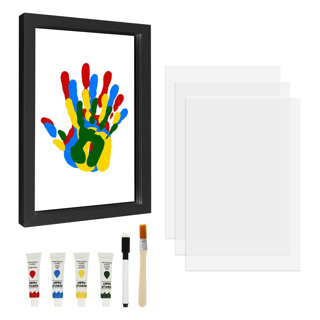 Familien-Handabdruck HolzFoto Rahmen Kit Handgemachtes Andenken Klar Baby DIY Fußabdruck Handabdruck Fußabdruck Souvenir für Familie Baby Haustier