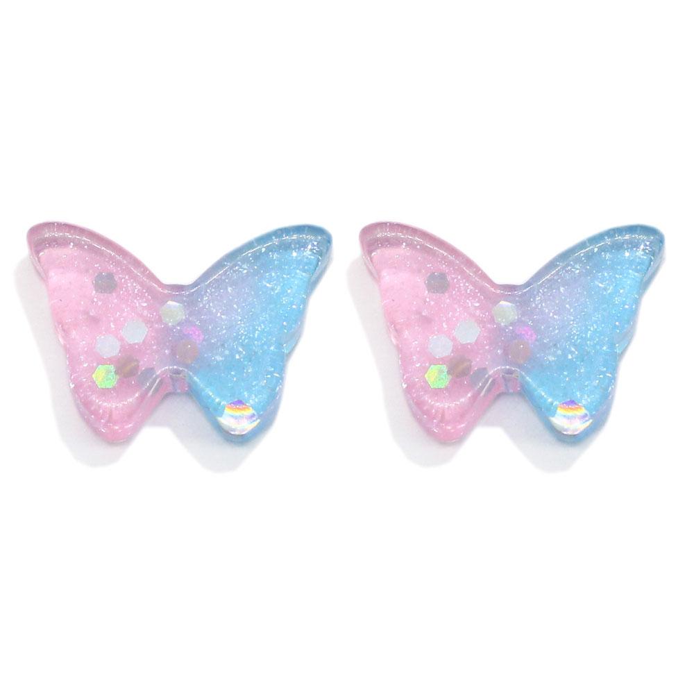 Mini Butterfly Resin Charms Glitter Filling Butterfly Flatback Cabochons for Nail Charms,Slime Supplies,Phone Case,Earring DIY