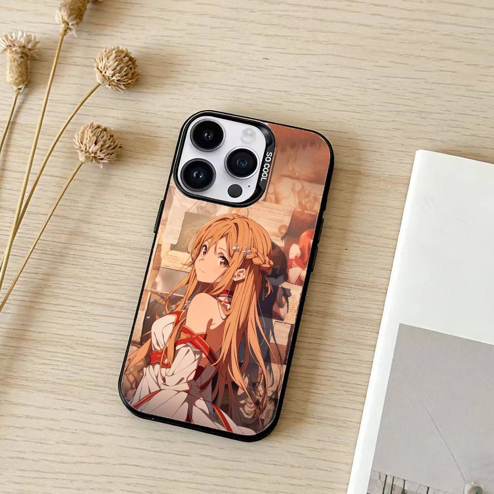 A-Asuna Anime K-Kirito Phone Case For iPhone 17,16,15,14,13,12,11,Pro Max,Plus Candy Silver Cover