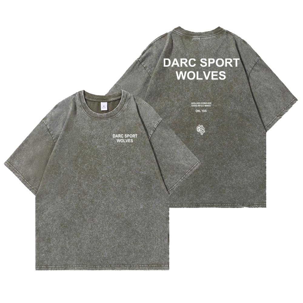 Darc Wolves Sport Vintage Washed T-shirty Siłownia Kulturystyka Oversized Mężczyźni Odzież Letnia Fitness TEE Ćwiczenia Darc Sport T-shirty