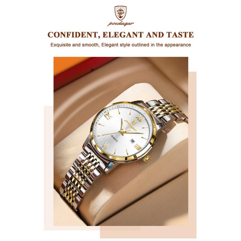 POEDAGAR Top Original Woman Wristwatch Waterproof Luminous Date Ladies Watch High Quality Stainless Steel Quartz Watches