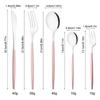 30Pcs Pink Silver Dinnerware Set Stainless Steel Steak Knife Fork Coffee Spoon Flatware Dishwasher Safe Kitchen Tableware Set