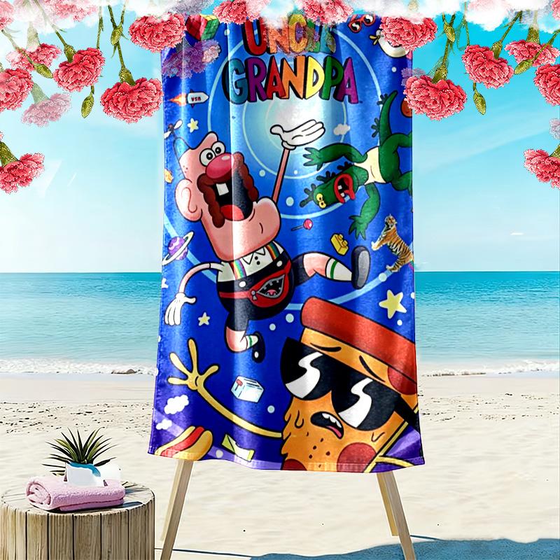 Uncle Grandpa Print Beach Towel, Large Soft Quick Dry Towel for Beach Camping Swimming