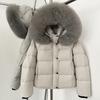 OFTBUY Fluffy Jacket Female Hooded White Duck Down Coat 2025 New Autumn Winter Top Clothing Women Tnick WarmReal Fox Fur Caot