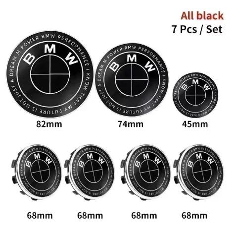 7pcs 45mm 68mm 74mm 82mm Car Front Hood Emblem rear boot badge Steering wheel Logo for BMW M F30 G01 E36 E39 E87 E46 E90 E92 E53 vhfn50 fdxk4