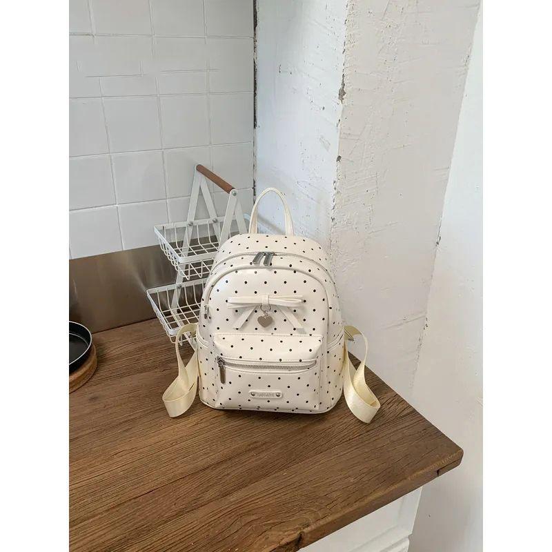 Schoolbag1011 New Summer Polka Dot Backpack Women Travel Light Backpack Students Large Capacity Schoolbag Small and Light