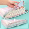 A4 Stationery Storage Bag Double-layer Mesh Zipper Bag Large Capacity Organizer Folders School Offi Supplies Stationary Bag
