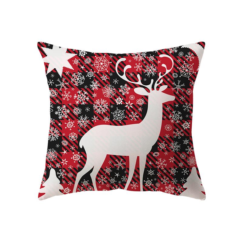 Weihnachtsthema-Elch-Druckmuster-Polyester-Kissenbezug für Zuhause, Wohnzimmer, Sofa, Dekoration, quadratischer Kissenbezug