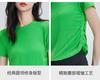 Acetic acid casual slim fit short sleeved T-shirt for women's summer design sense, niche thin style, age reducing versatile round neck top