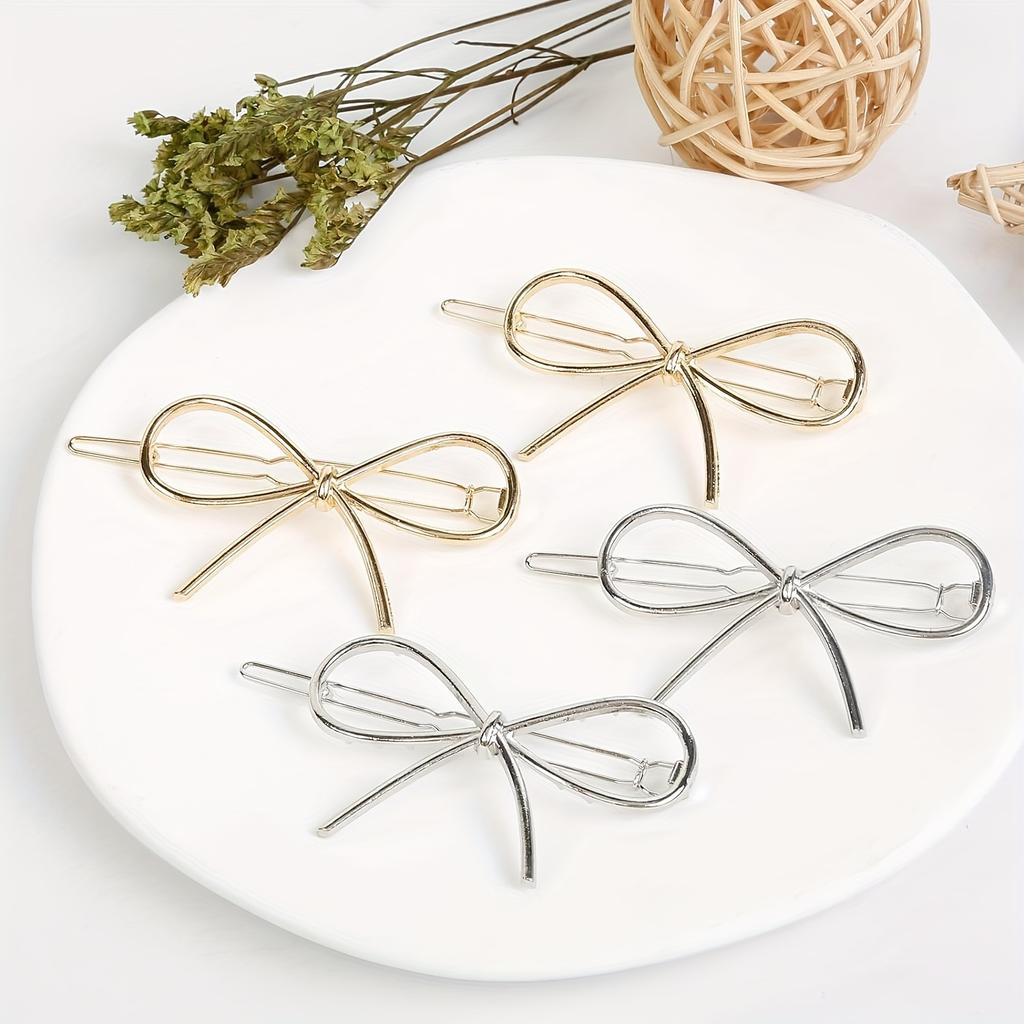 [1 épingle à cheveux dorée] Élégante épingle à cheveux dorée en métal | Barrette minimaliste chic avec un design de ruban torsadé, accessoire de cheveux élégant pour tous les jours