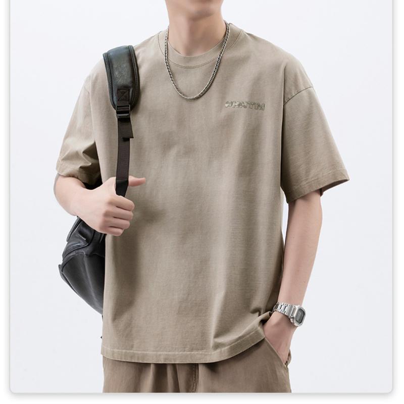 Summer Trendy Brand American Knitted Loose Fashion Printed Men's T-shirt Short Sleeve