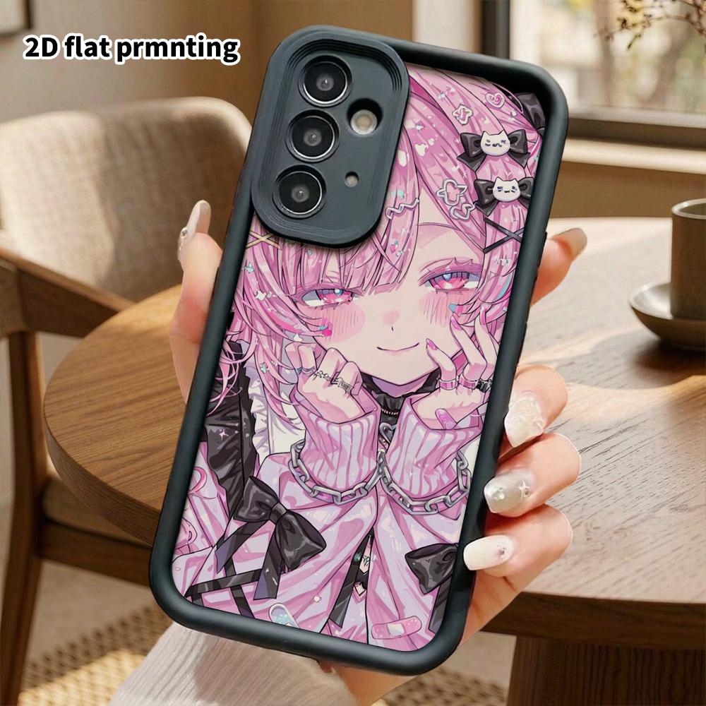 Phone Case: 2D Flat Samsung Galaxy A34 A35 M05 M06 S20 S22 S21 FE Plus 5G Layered Protective Case, Pink-haired Girl, Christmas and Halloween Gift
