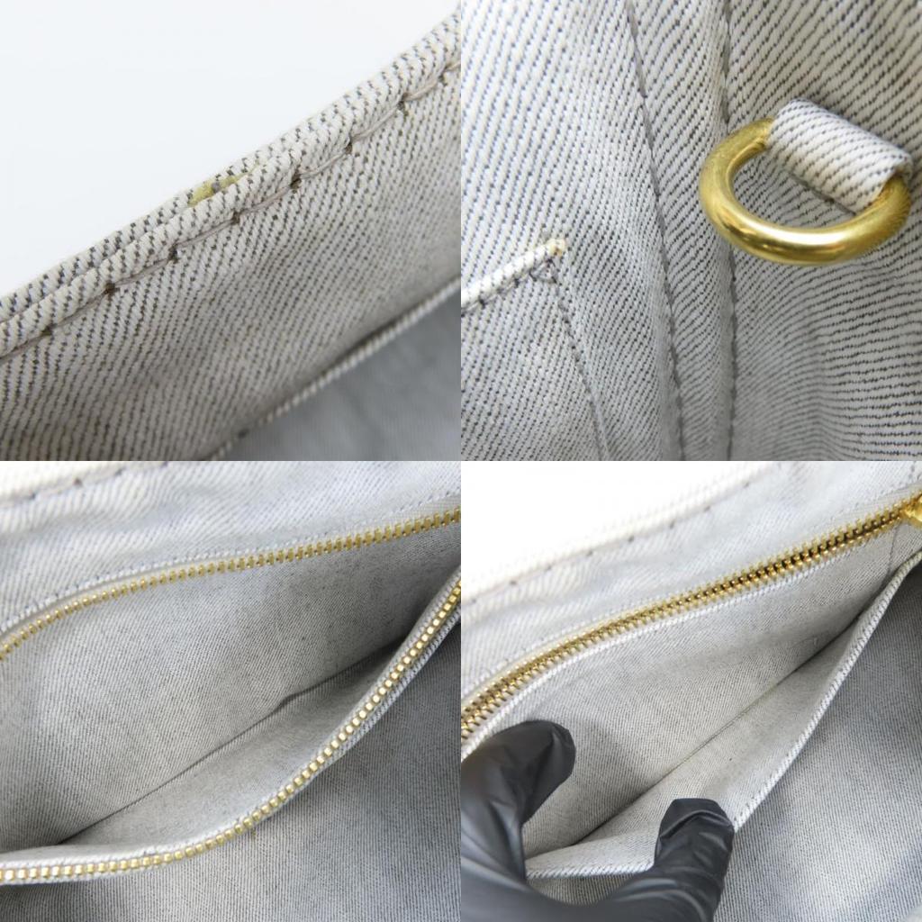 Used PRADA Handbag Canapa 1BG439 CANAPA canvas Bianco Light gray casual
