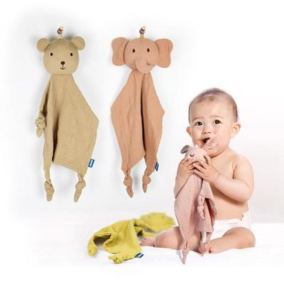 Schmusetuch aus Gaze mit Tiermotiv für Babys: Kaubares Kaninchen-Taschentuch zum Schlafen
