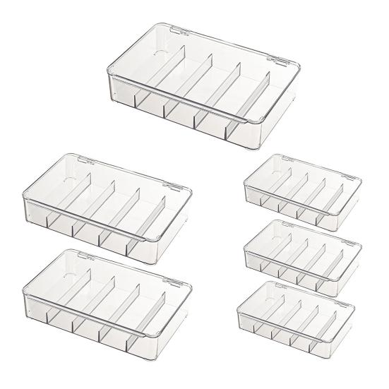 5 Compartments Glasses Storage Design Dustproof Eyewear Small Items Organizer Sunglasses Box Transparent Desktop Storage Box