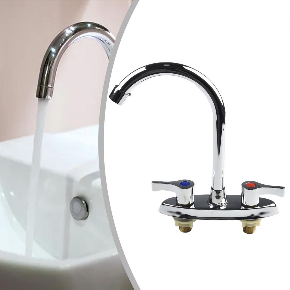 Brass Double Hole Handle Kitchen Faucet Suitable For Kitchen
