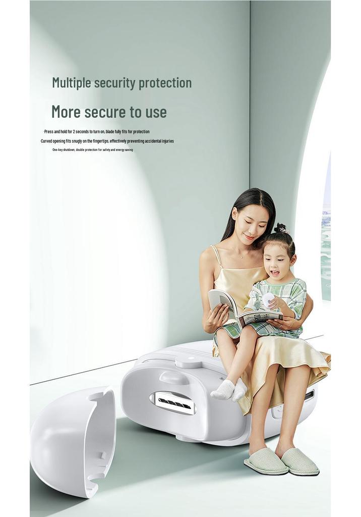 Automatic Electric Nail Trimmer and Clipper for Elderly, Children, Toddlers, Infants - Anti-Pinch Design