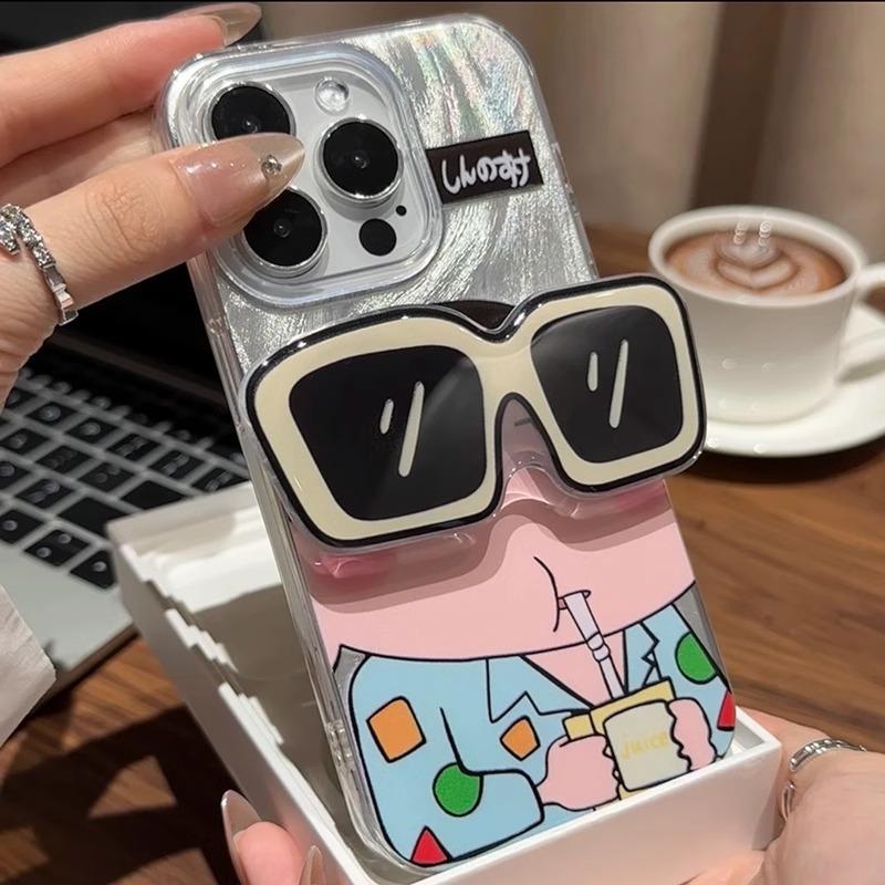Cartoon Sunglasses Crayon Small New Apple 11 Mobile Phone Case iPhone11promax Feather Yarn 11 Couple 11 Bracket 11