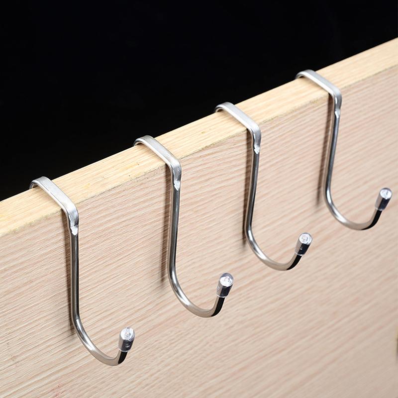 Hooks Door Hook S-Shaped Towel Bag Hook Stainless Steel Cabinet Hooks Kitchen Bathroom Cabinets Home Storage Organization Garden